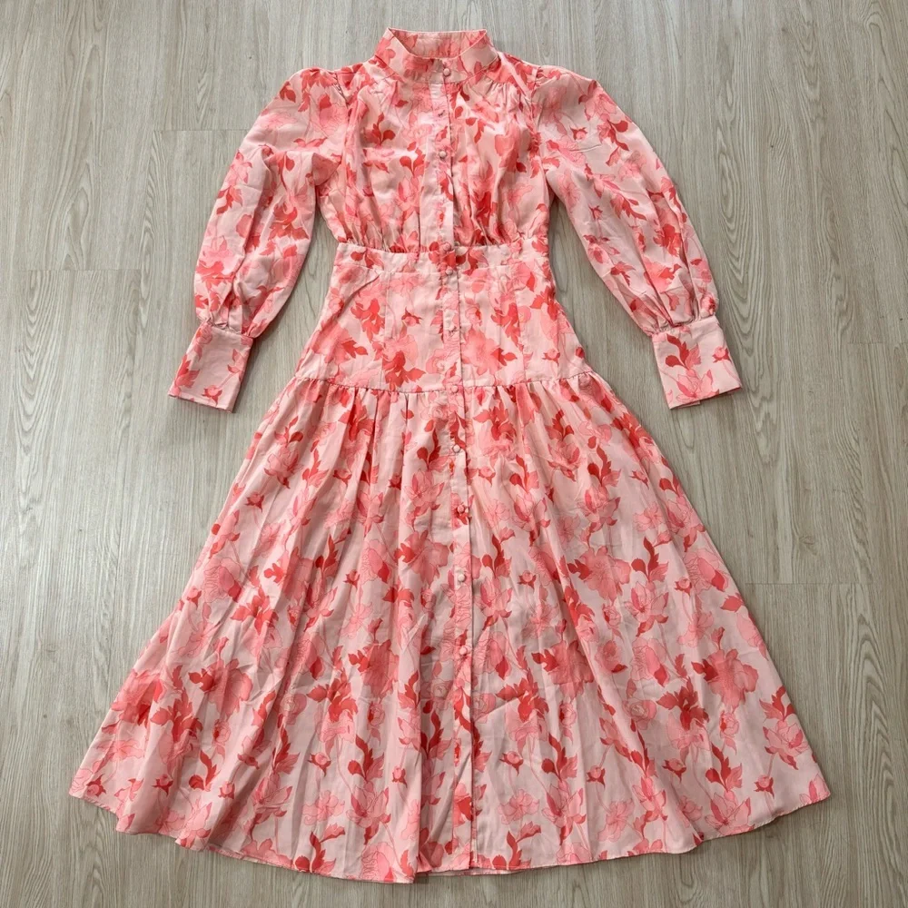 Petal & pup floral long sleeve button front midi dress nwot - Picture 5 of 5